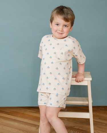 Kids Tee Shirt In Sailboat Print