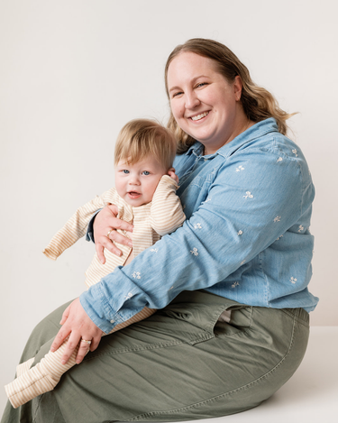 Mom With Baby in Stripes