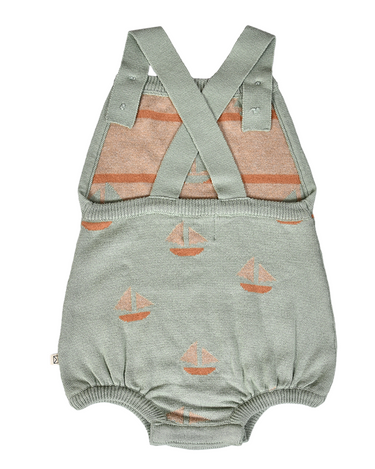 Knit Sailboat Seafoam Romper Back