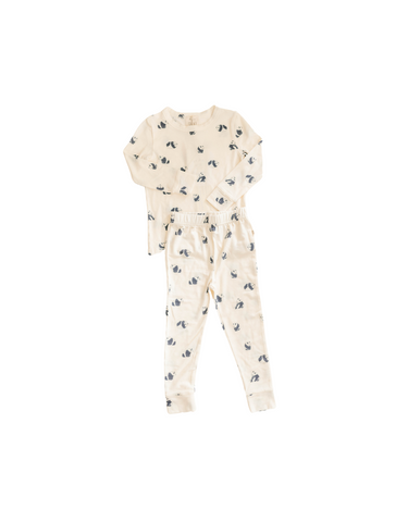 Image shows modal toddler pajamas in Panda print.