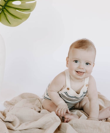 Rose Milk Stripe Short Sleeve Organic Baby Bodysuit