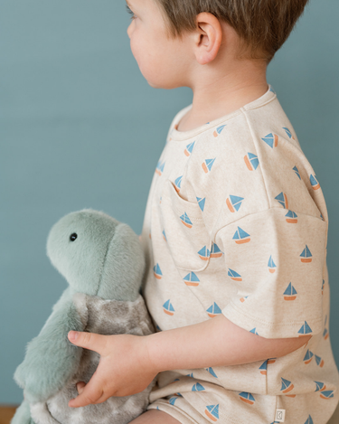 Kids Tee Shirt In Sailboat Print Details