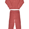 flat lay image of Dear Hayden organic cotton chunky knit set in rosewood pink