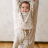 Image shows baby boy wearing organic cotton waffle long sleeve tee in camping. 