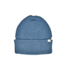 flat lay image of organic cotton knit beanie in bluestone color