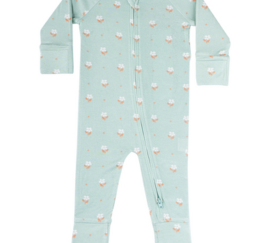 Modal Convertible Footy Pajamas in Seafoam Floral