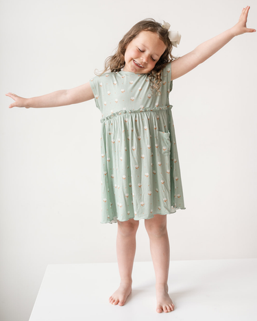 Hayden Wearing Emma Dress Seafoam