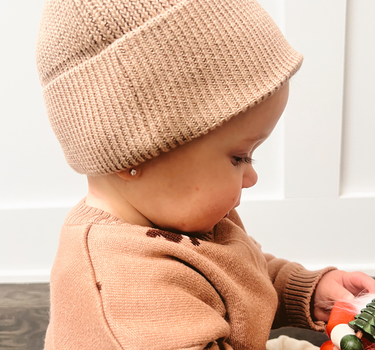 Knit Beanie in Taupe