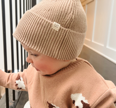 Knit Beanie in Taupe